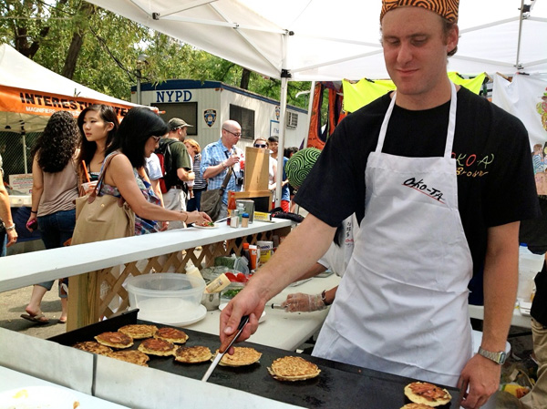 Chef Rumi with Stephen at the griddle